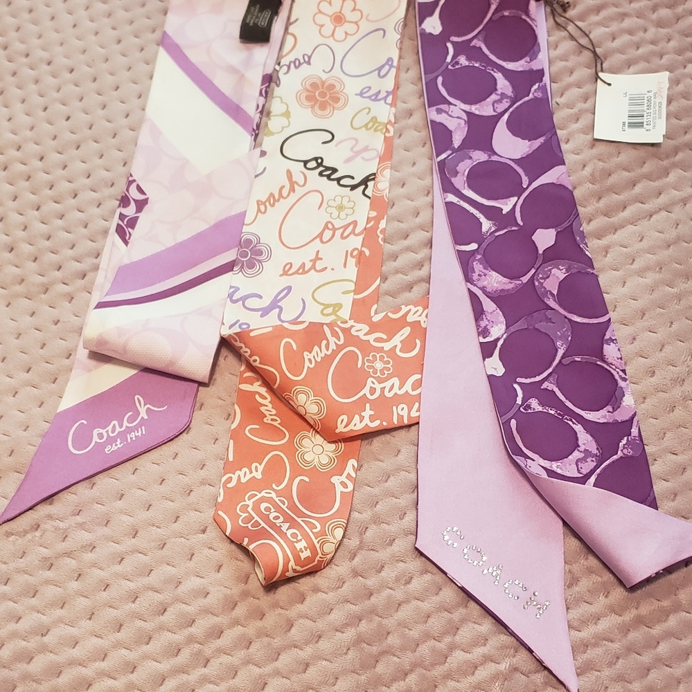 Coach ponytail scarfs lot of 3